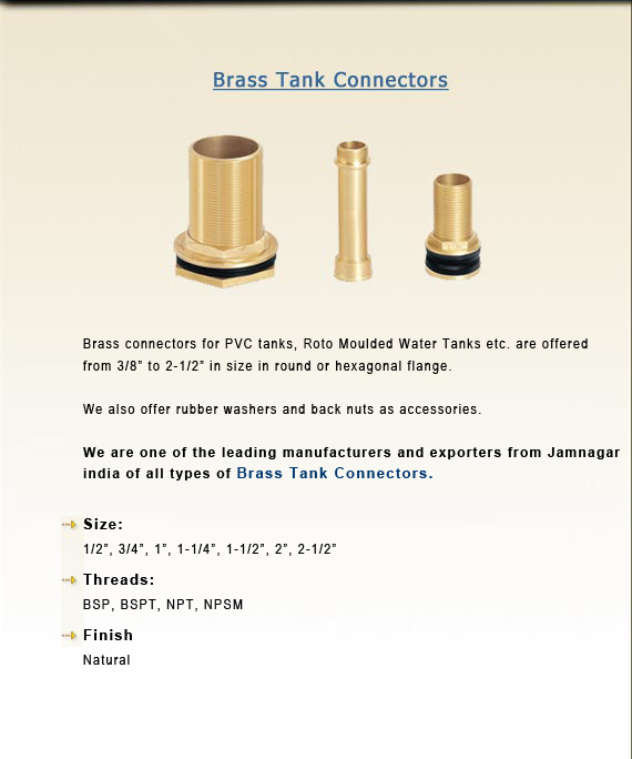 Brass Tank Connectors